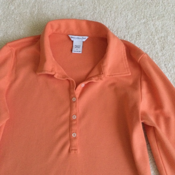 Vintage Abercrombie Polo 3/4 Sleeve Orange - Sz Large - Picture 2 of 8